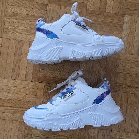 Versace Jeans Couture White Leather Sneakers Shoes Platform Chunky Lug Sole - Picture 14 of 16